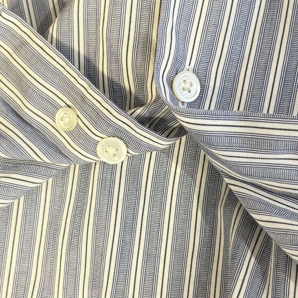 Banana Republic Shirt Mens L‎ Blue Striped 100% Cotton Long Sleeve Button Up - Picture 9 of 9